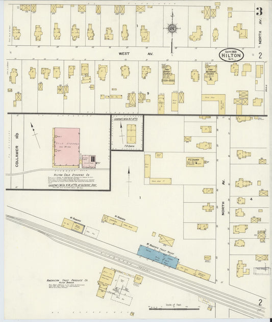 Sanborn Fire Insurance Map from Hilton, Monroe County, New York (1909), Sheet #0003 - Historic Sanborn Fire Insurance Map Print, vintage old map wall art, antique decor, genealogy gift, New York New York map