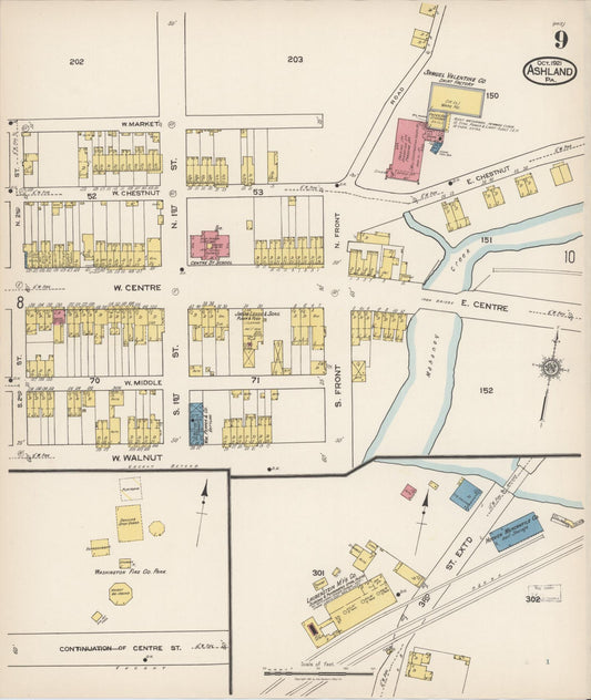 Sanborn Fire Insurance Map from Ashland, Schuylkill County, Pennsylvania (1921), Sheet #0009 - Historic Sanborn Fire Insurance Map Print, vintage old map wall art, antique decor, genealogy gift, Pennsylvania Pennsylvania map