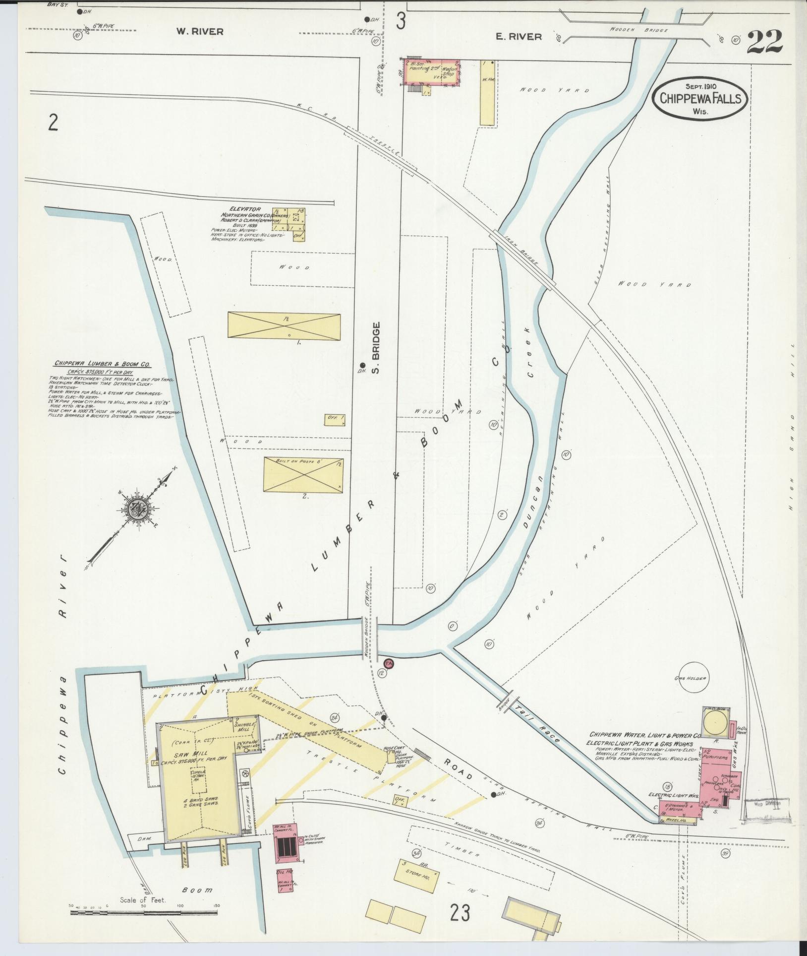 Sanborn Fire Insurance Map from Chippewa Falls, Chippewa County, Wisconsin (1910), Sheet #0022 - Complete Map Set gallery image, historic Sanborn map, vintage wall art, Wisconsin Wisconsin