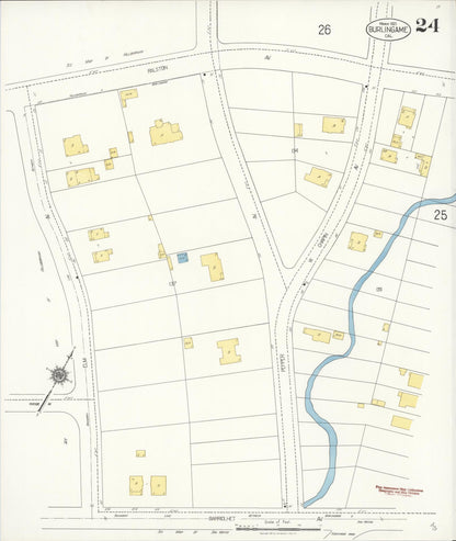 Sanborn Fire Insurance Map from Burlingame, San Mateo County, California (1921), Sheet #0024 - Historic Sanborn Fire Insurance Map Print, vintage old map wall art, antique decor, genealogy gift, California California map