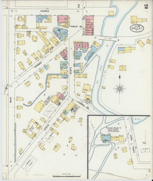 Sanborn Fire Insurance Map from Holley, Orleans County, New York (1898), Sheet #0002 - Historic Sanborn Fire Insurance Map Print, vintage old map wall art, antique decor, genealogy gift, New York New York map