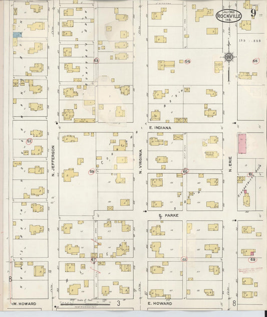 Sanborn Fire Insurance Map from Rockville, Parke County, Indiana (1932), Sheet #0009 - Historic Sanborn Fire Insurance Map Print, vintage old map wall art, antique decor, genealogy gift, Indiana Indiana map