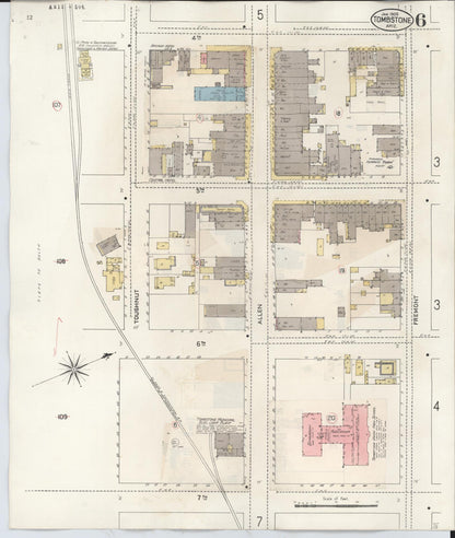 Sanborn Fire Insurance Map from Tombstone, Cochise County, Arizona (1931), Sheet #0006 - Complete Map Set gallery image, historic Sanborn map, vintage wall art, Arizona Arizona