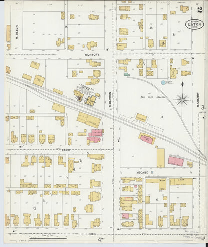 Sanborn Fire Insurance Map from Eaton, Preble County, Ohio (1899), Sheet #0002 - Historic Sanborn Fire Insurance Map Print, vintage old map wall art, antique decor, genealogy gift, Ohio Ohio map