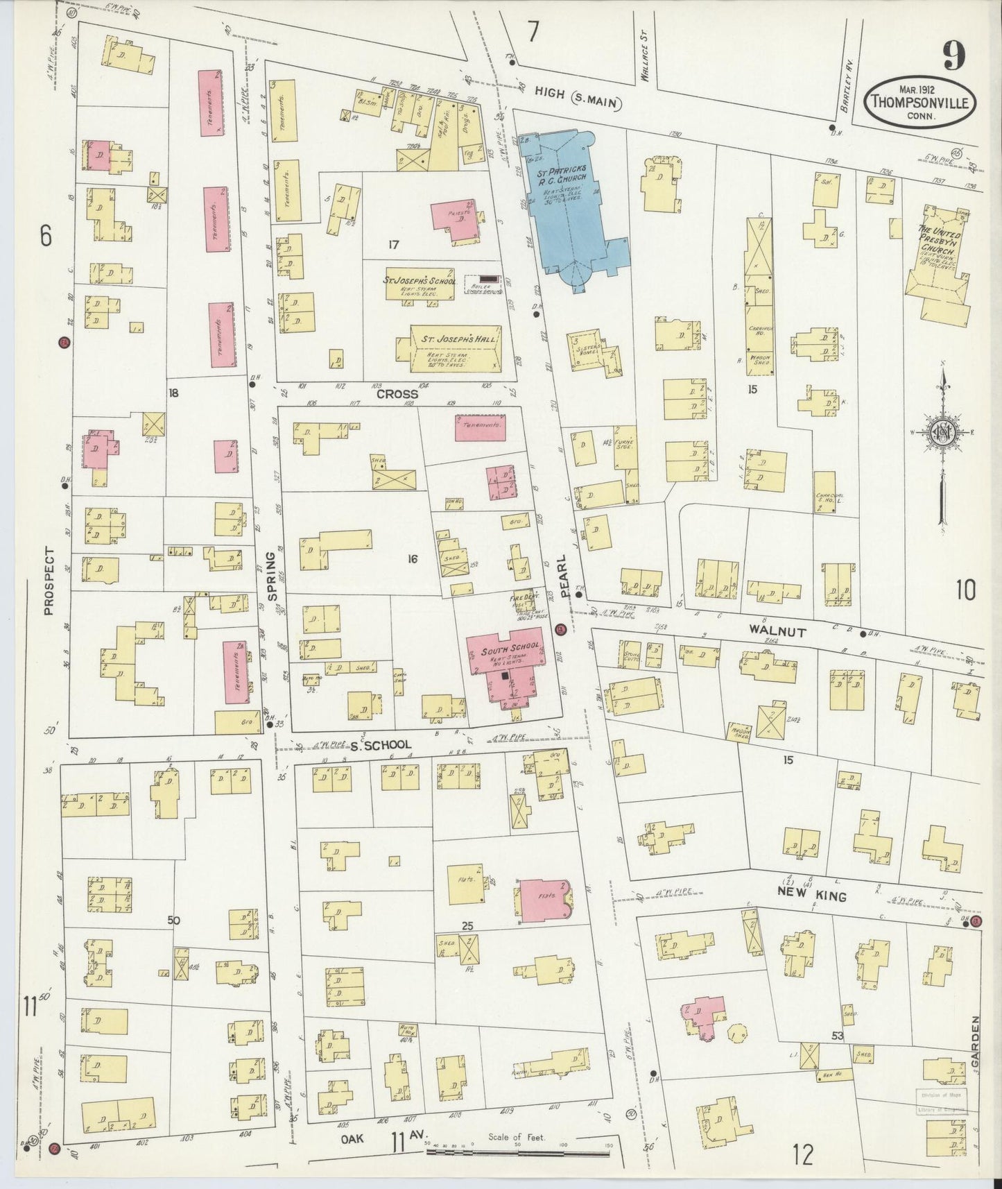 Sanborn Fire Insurance Map from Thompsonville, Hartford County, Connecticut (1912), Sheet #0009 - Complete Map Set gallery image, historic Sanborn map, vintage wall art, Connecticut Connecticut