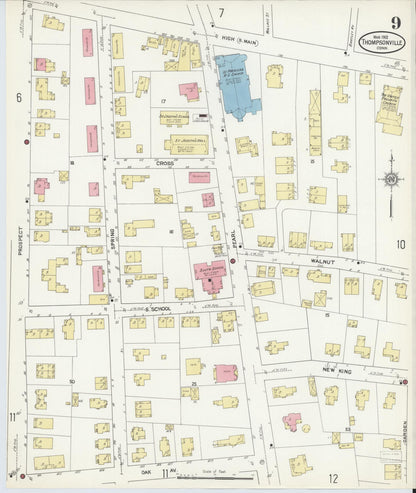 Sanborn Fire Insurance Map from Thompsonville, Hartford County, Connecticut (1912), Sheet #0009 - Complete Map Set gallery image, historic Sanborn map, vintage wall art, Connecticut Connecticut