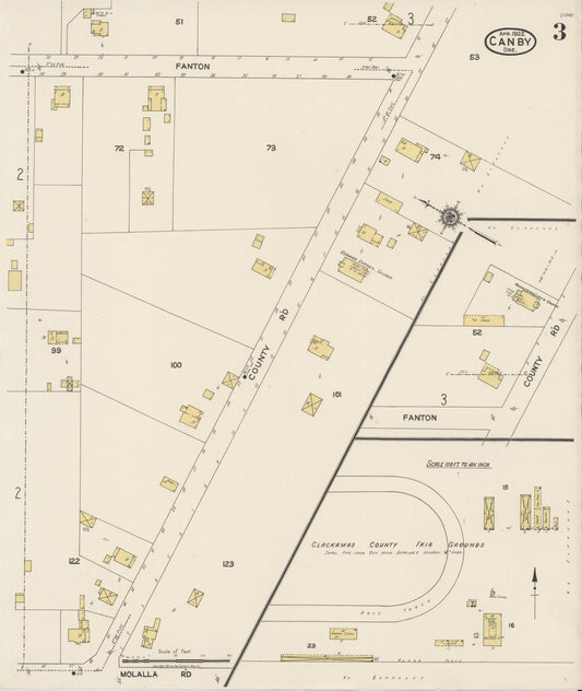 Sanborn Fire Insurance Map from Canby, Clackamas County, Oregon (1922), Sheet #0003 - Historic Sanborn Fire Insurance Map Print, vintage old map wall art, antique decor, genealogy gift, Oregon Oregon map