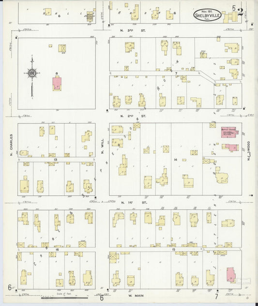 Sanborn Fire Insurance Map from Shelbyville, Shelby County, Illinois (1911), Sheet #0002 - Historic Sanborn Fire Insurance Map Print, vintage old map wall art, antique decor, genealogy gift, Illinois Illinois map