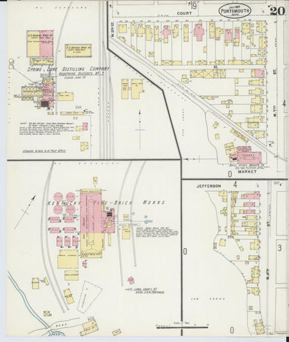 Sanborn Fire Insurance Map from Portsmouth, Scioto County, Ohio (1897), Sheet #0020 - Historic Sanborn Fire Insurance Map Print, vintage old map wall art, antique decor, genealogy gift, Ohio Ohio map