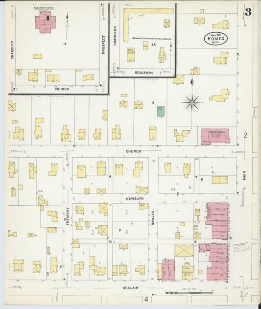 Sanborn Fire Insurance Map from Romeo, Macomb County, Michigan (1907), Sheet #0003 - Historic Sanborn Fire Insurance Map Print, vintage old map wall art, antique decor, genealogy gift, Michigan Michigan map