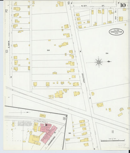 Sanborn Fire Insurance Map from Coshocton, Coshocton County, Ohio (1905), Sheet #0010 - Complete Map Set gallery image, historic Sanborn map, vintage wall art, Ohio Ohio