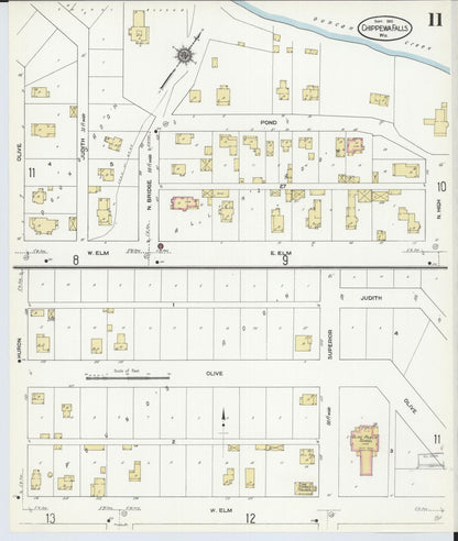 Sanborn Fire Insurance Map from Chippewa Falls, Chippewa County, Wisconsin (1910), Sheet #0011 - Complete Map Set gallery image, historic Sanborn map, vintage wall art, Wisconsin Wisconsin