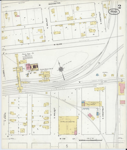 Sanborn Fire Insurance Map from Pana, Christian County, Illinois (1916), Sheet #0002 - Complete Map Set gallery image, historic Sanborn map, vintage wall art, Illinois Illinois