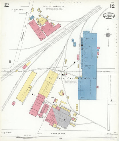 Sanborn Fire Insurance Map from Carlisle, Cumberland County, Pennsylvania (1923), Sheet #0012 - Complete Map Set gallery image, historic Sanborn map, vintage wall art, Pennsylvania Pennsylvania