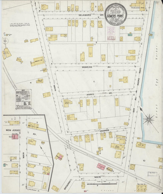 Sanborn Fire Insurance Map from Somers Point, Atlantic County, New Jersey. (1906) – Historic Sanborn Fire Insurance Map Print