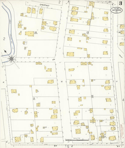 Sanborn Fire Insurance Map from Hayward, Alameda County, California (1907), Sheet #0003 - Historic Sanborn Fire Insurance Map Print, vintage old map wall art, antique decor, genealogy gift, California California map