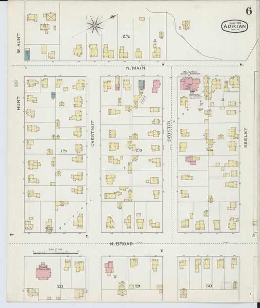 Sanborn Fire Insurance Map from Adrian, Lenawee County, Michigan (1893), Sheet #0006 - Historic Sanborn Fire Insurance Map Print, vintage old map wall art, antique decor, genealogy gift, Michigan Michigan map