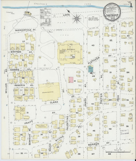 Sanborn Fire Insurance Map from Chautauqua, Chautauqua County, New York (1891), Sheet #0001 - Complete Map Set gallery image, historic Sanborn map, vintage wall art, New York New York
