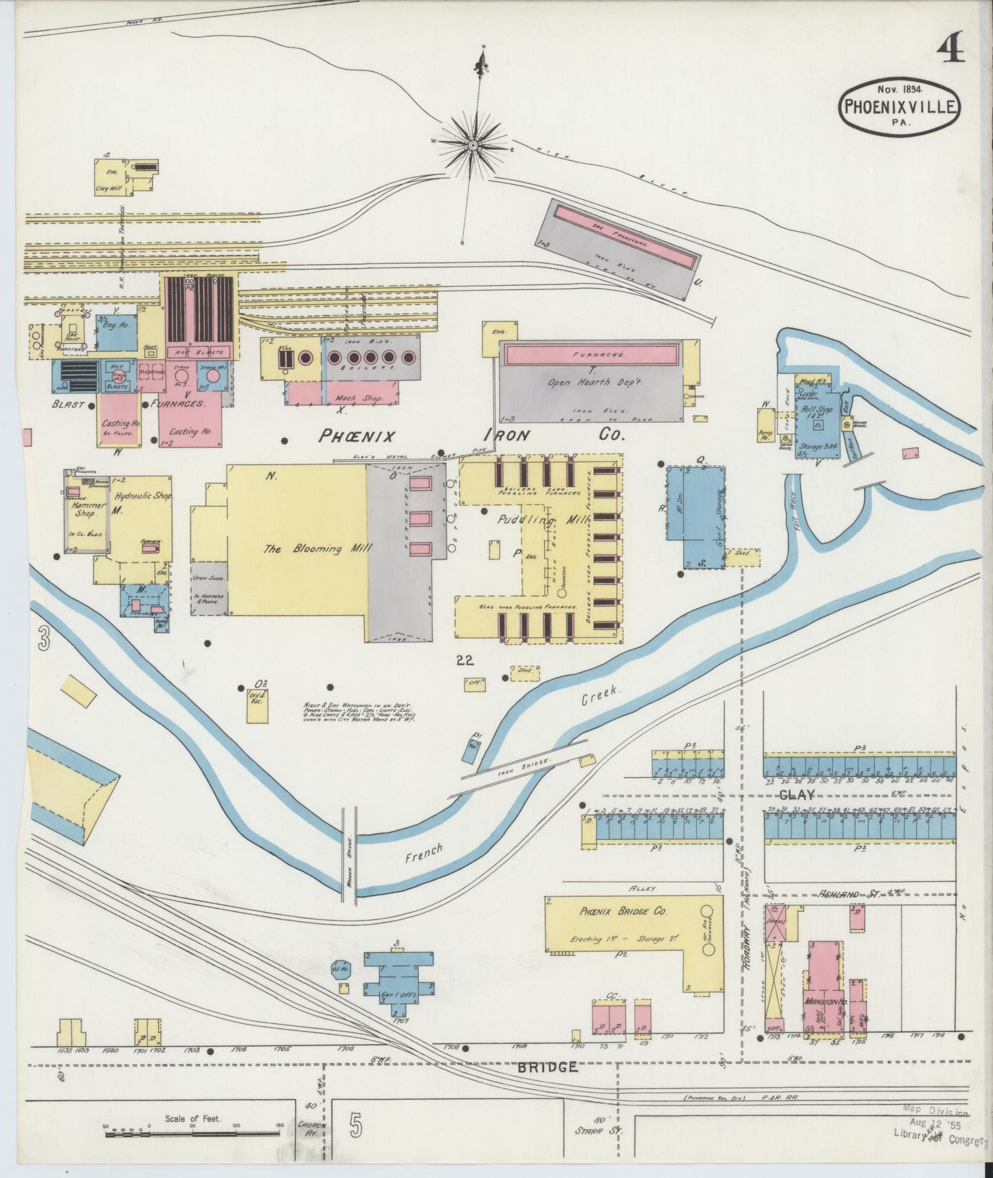 Sanborn Fire Insurance Map from Phoenixville, Chester County, Pennsylvania (1894), Sheet #0004 - Complete Map Set gallery image, historic Sanborn map, vintage wall art, Pennsylvania Pennsylvania