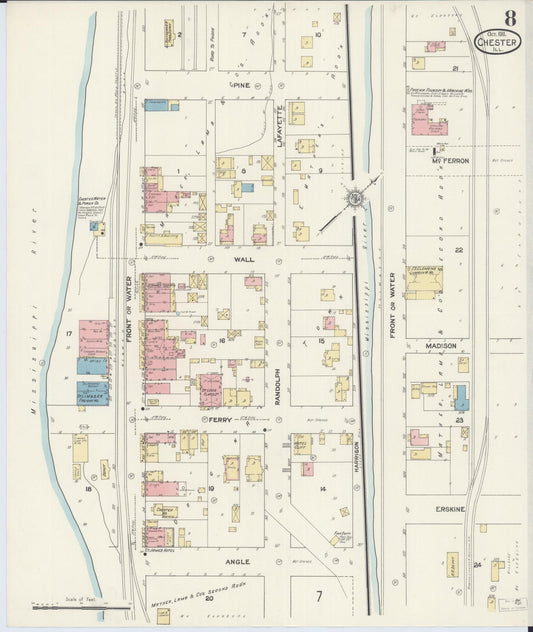 Sanborn Fire Insurance Map from Chester, Randolph County, Illinois (1911), Sheet #0008 - Historic Sanborn Fire Insurance Map Print, vintage old map wall art, antique decor, genealogy gift, Illinois Illinois map