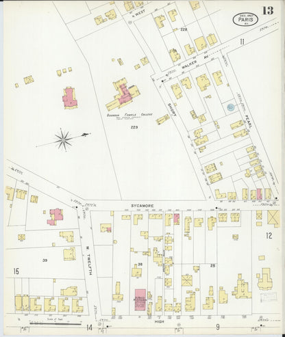 Sanborn Fire Insurance Map from Paris, Bourbon County, Kentucky (1907), Sheet #0013 - Complete Map Set gallery image, historic Sanborn map, vintage wall art, Kentucky Kentucky