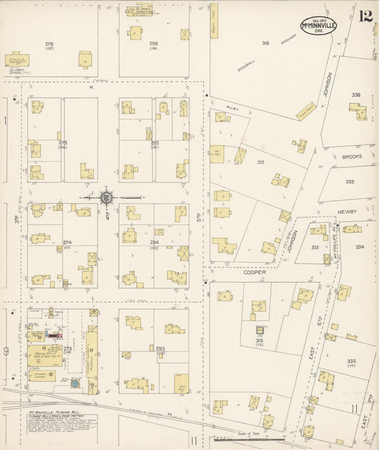 Sanborn Fire Insurance Map from McMinnville, Yamhill County, Oregon (1912), Sheet #0012 - Historic Sanborn Fire Insurance Map Print, vintage old map wall art, antique decor, genealogy gift, Oregon Oregon map
