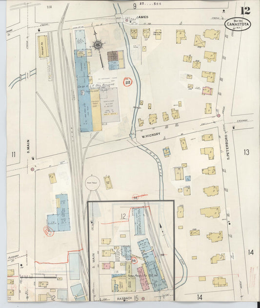 Sanborn Fire Insurance Map from Canastota, Madison County, New York (1959), Sheet #0012 - Historic Sanborn Fire Insurance Map Print, vintage old map wall art, antique decor, genealogy gift, New York New York map