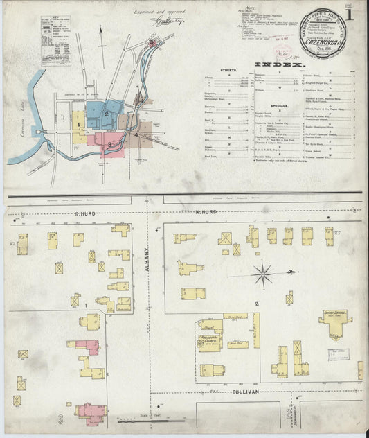 Sanborn Fire Insurance Map from Cazenovia, Madison County, New York (1895), Sheet #0001 - Complete Map Set gallery image, historic Sanborn map, vintage wall art, New York New York