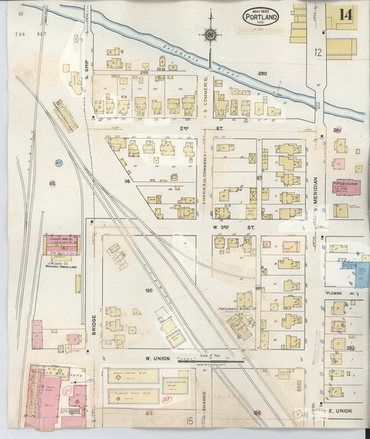 Sanborn Fire Insurance Map from Portland, Jay County, Indiana (1946), Sheet #0014 - Historic Sanborn Fire Insurance Map Print, vintage old map wall art, antique decor, genealogy gift, Indiana Indiana map