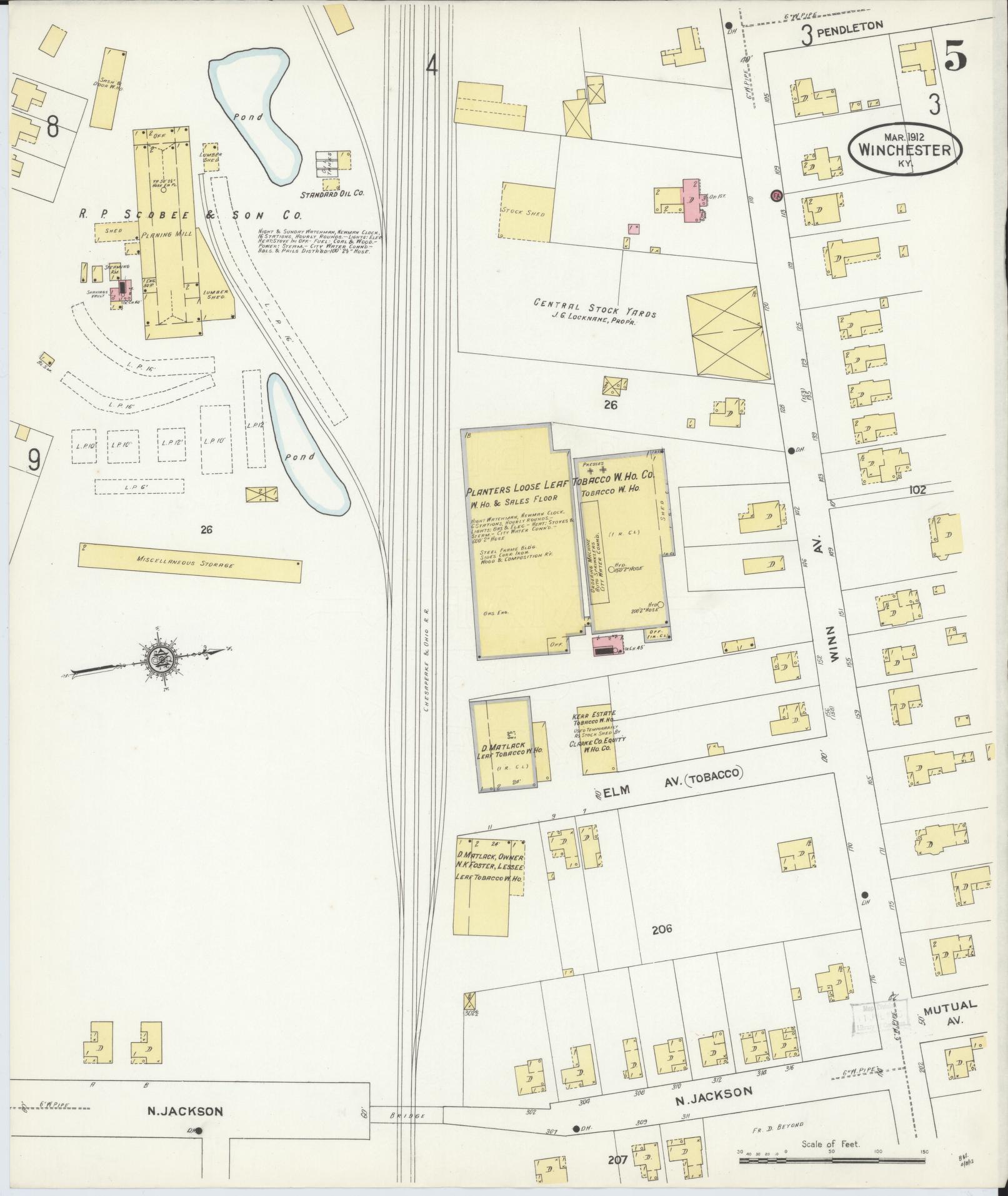 Sanborn Fire Insurance Map from Winchester, Clark County, Kentucky (1912), Sheet #0005 - Complete Map Set gallery image, historic Sanborn map, vintage wall art, Kentucky Kentucky