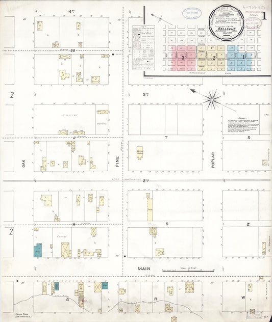 Sanborn Fire Insurance Map from Bellevue, Blaine County, Idaho (1897), Sheet #0001 - Complete Map Set gallery image, historic Sanborn map, vintage wall art, Idaho Idaho