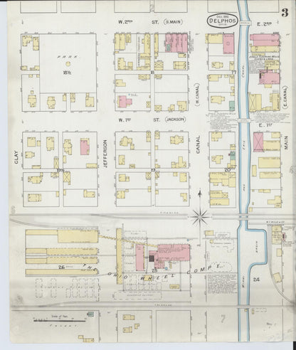 Sanborn Fire Insurance Map from Delphos, Van Wert And Allen Counties, Ohio (1892), Sheet #0003 - Historic Sanborn Fire Insurance Map Print, vintage old map wall art, antique decor, genealogy gift, Ohio Ohio map
