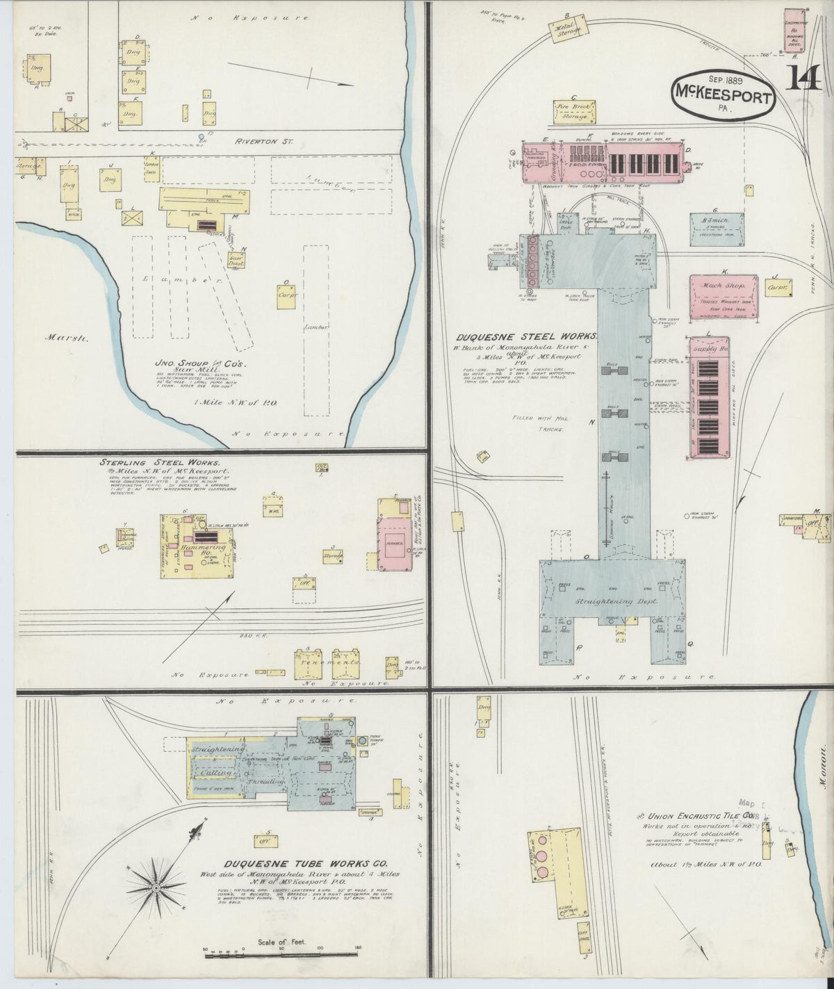 Sanborn Fire Insurance Map from McKeesport, Allegheny County, Pennsylvania (1889), Sheet #0014 - Complete Map Set gallery image, historic Sanborn map, vintage wall art, Pennsylvania Pennsylvania