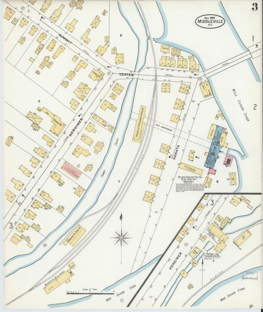 Sanborn Fire Insurance Map from Middleville, Herkimer County, New York (1906), Sheet #0003 - Historic Sanborn Fire Insurance Map Print, vintage old map wall art, antique decor, genealogy gift, New York New York map