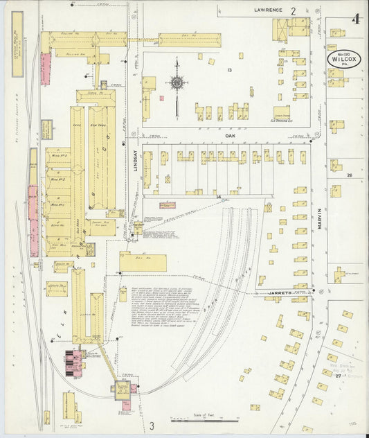 Sanborn Fire Insurance Map from Wilcox, Elk County, Pennsylvania (1910), Sheet #0004 - Historic Sanborn Fire Insurance Map Print, vintage old map wall art, antique decor, genealogy gift, Pennsylvania Pennsylvania map