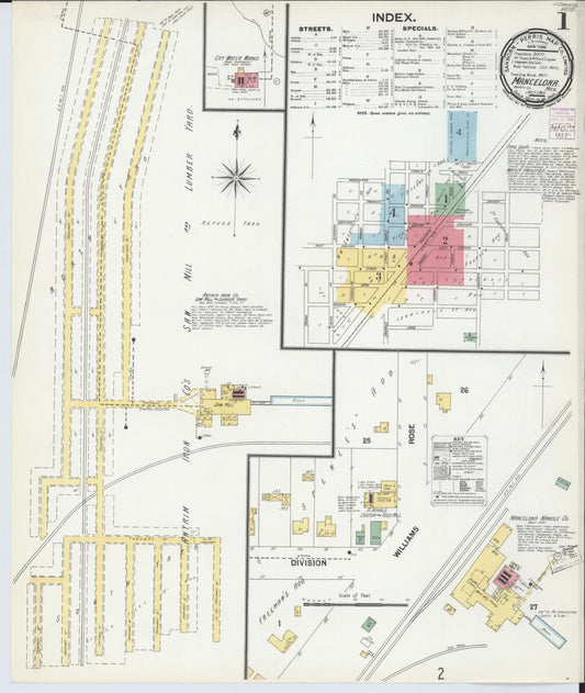 Sanborn Fire Insurance Map from Mancelona, Antrim County, Michigan (1901), Sheet #0001 - Historic Sanborn Fire Insurance Map Print, vintage old map wall art, antique decor, genealogy gift, Michigan Michigan map