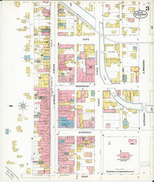 Sanborn Fire Insurance Map from Decorah, Winneshiek County, Iowa (1902), Sheet #0003 - Historic Sanborn Fire Insurance Map Print, vintage old map wall art