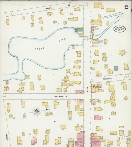 Sanborn Fire Insurance Map from Mexico, Oswego County, New York (1899), Sheet #0002 - Historic Sanborn Fire Insurance Map Print, vintage old map wall art, antique decor, genealogy gift, New York New York map