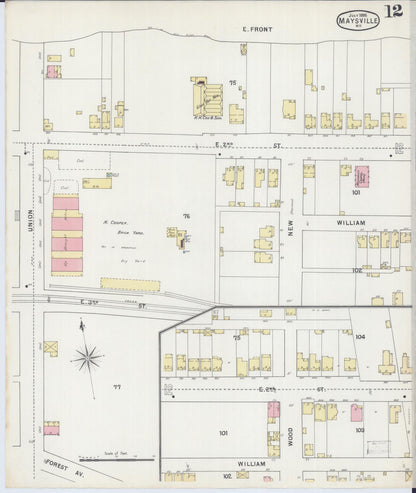 Sanborn Fire Insurance Map from Maysville, Mason County, Kentucky (1895), Sheet #0012 - Complete Map Set gallery image, historic Sanborn map, vintage wall art, Kentucky Kentucky
