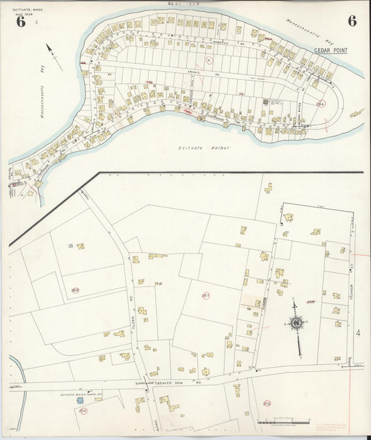 Sanborn Fire Insurance Map from Scituate, Plymouth County, Massachusetts (1944), Sheet #0006 - Historic Sanborn Fire Insurance Map Print, vintage old map wall art, antique decor, genealogy gift, Massachusetts Massachusetts map