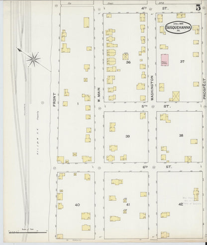 Sanborn Fire Insurance Map from Susquehanna, Susquehanna County, Pennsylvania (1892), Sheet #0005 - Historic Sanborn Fire Insurance Map Print, vintage old map wall art, antique decor, genealogy gift, Pennsylvania Pennsylvania map