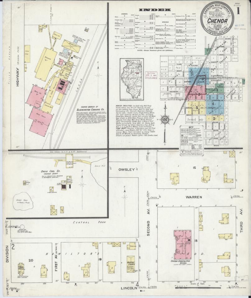 Sanborn Fire Insurance Map from Chenoa, McLean County, Illinois. (1914) – Map View