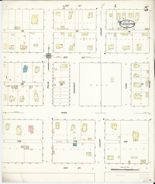 Sanborn Fire Insurance Map from Pleasanton, Linn County, Kansas (1913), Sheet #0005 - Historic Sanborn Fire Insurance Map Print, vintage old map wall art, antique decor, genealogy gift, Kansas Kansas map