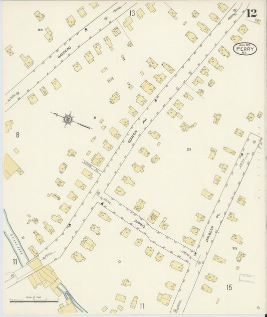 Sanborn Fire Insurance Map from Perry, Wyoming County, New York (1913), Sheet #0012 - Historic Sanborn Fire Insurance Map Print, vintage old map wall art, antique decor, genealogy gift, Perry Wyoming map