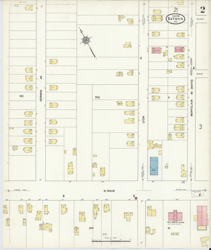 Sanborn Fire Insurance Map from Batavia, Genesee County, New York (1912), Sheet #0002 - Complete Map Set gallery image, historic Sanborn map, vintage wall art, New York New York