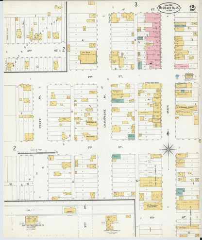 Sanborn Fire Insurance Map from Red Lake Falls, Red Lake County, Minnesota (1904), Sheet #0002 - Historic Sanborn Fire Insurance Map Print, vintage old map wall art, antique decor, genealogy gift, Minnesota Minnesota map
