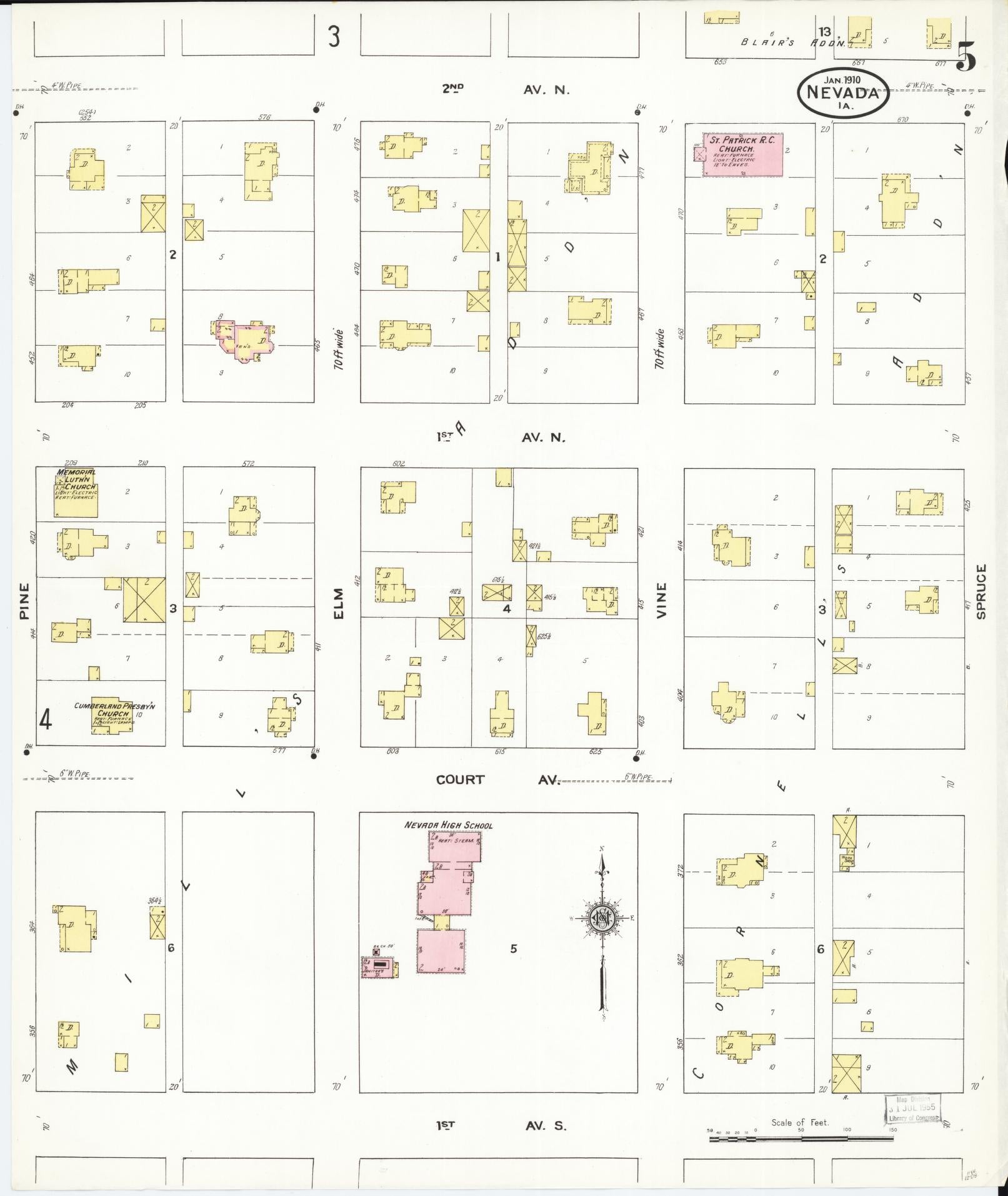 Sanborn Fire Insurance Map from Nevada, Story County, Iowa (1910), Sheet #0005 - Complete Map Set gallery image, historic Sanborn map, vintage wall art, Nevada Nevada