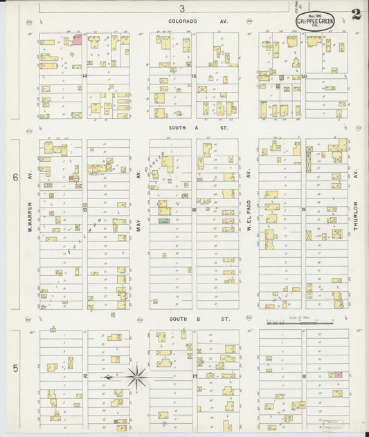 Sanborn Fire Insurance Map from Cripple Creek, Teller County, Colorado (1896), Sheet #0002 - Historic Sanborn Fire Insurance Map Print, vintage old map wall art, antique decor, genealogy gift, Colorado Colorado map