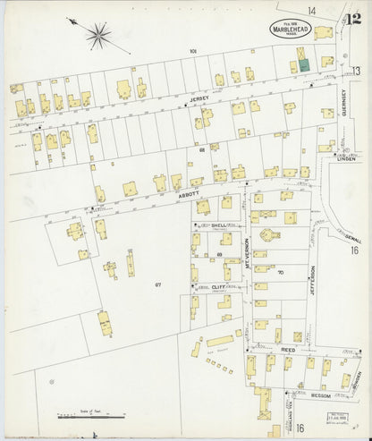 Sanborn Fire Insurance Map from Marblehead, Essex County, Massachusetts (1908), Sheet #0012 - Complete Map Set gallery image, historic Sanborn map, vintage wall art, Massachusetts Massachusetts