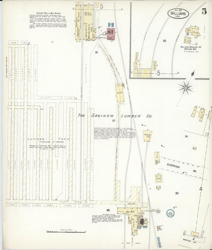 Sanborn Fire Insurance Map from Williams, Coconino County, Arizona (1901), Sheet #0005 - Complete Map Set gallery image, historic Sanborn map, vintage wall art, Arizona Arizona